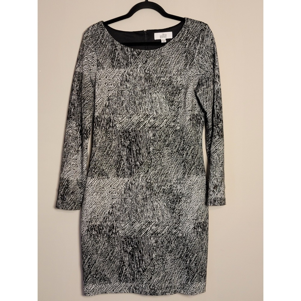 Belle Badgley Mischka Dress Womens Size 12 Black White Stitch Career Office Work